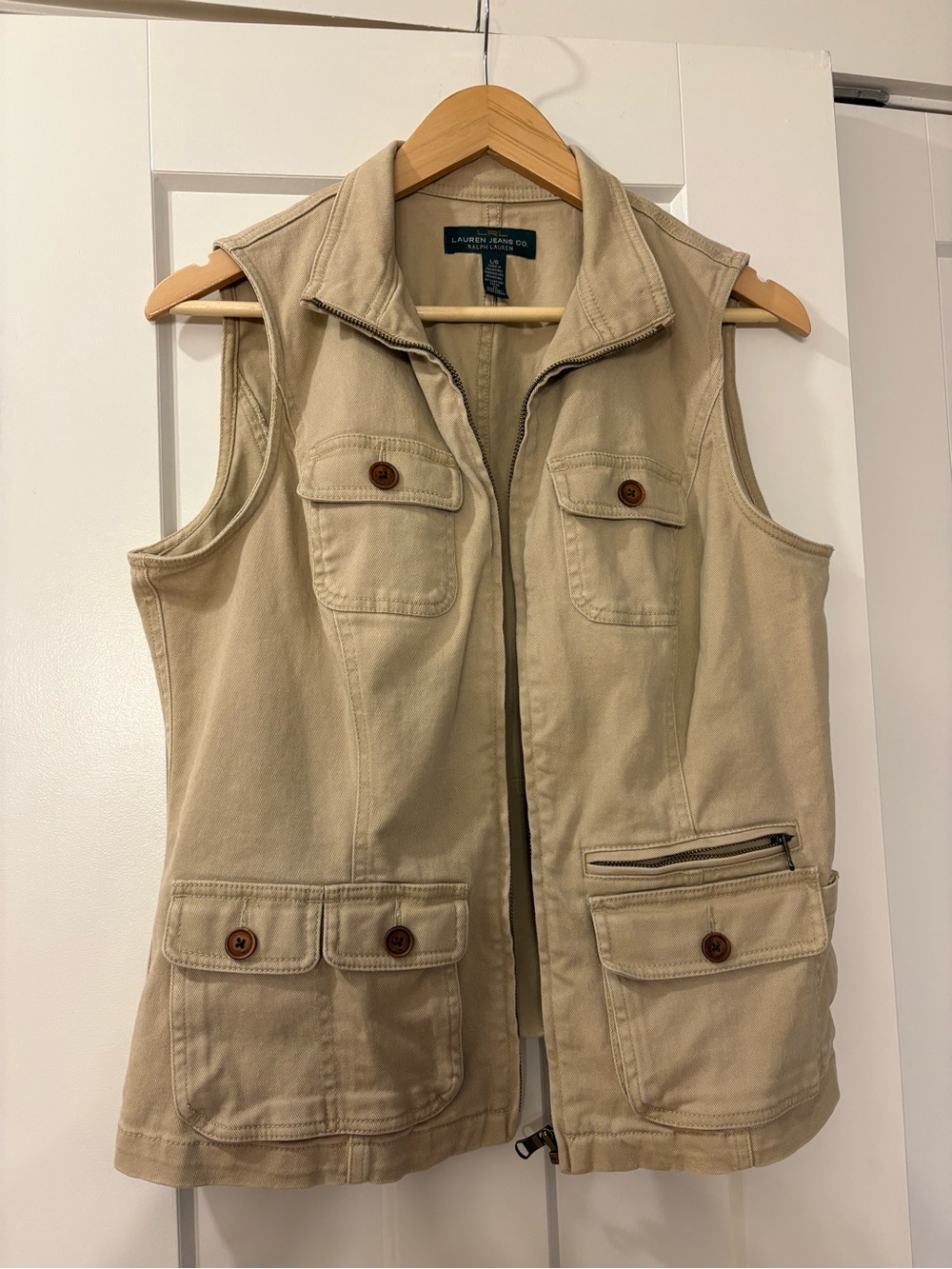 Ralph Lauren Beige Cotton Utility Vest with Pocket Details